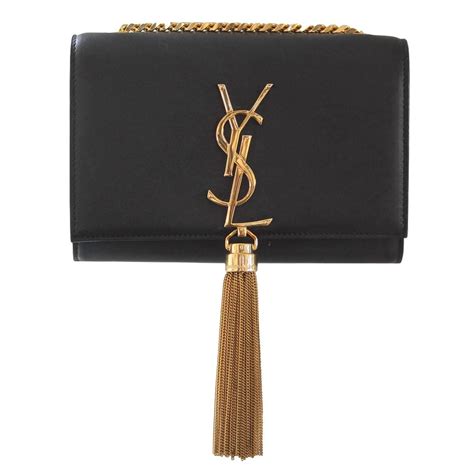 Yves Saint Laurent Small Monogram Tassel Satchel In Black 